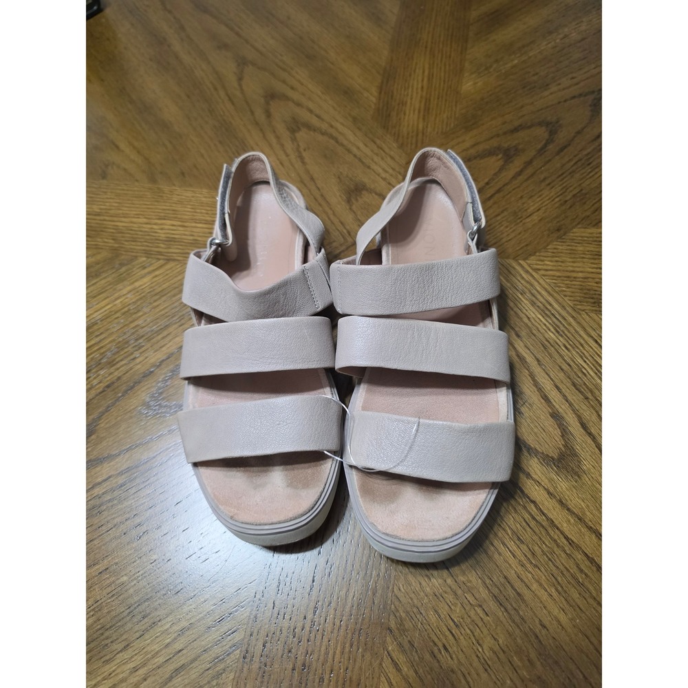 Vionic Keomi Greige Leather Platform Slingback Sandals Womens 7.5 VN18272